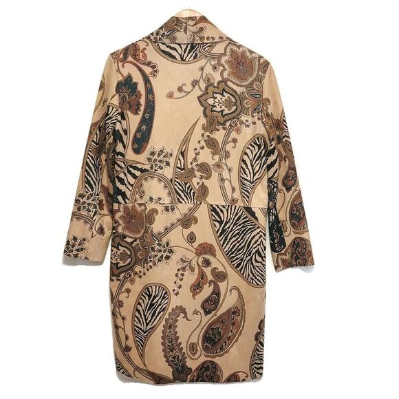 Venti6 Made in Italy Floral Paisley Faux Suede Open Front Duster Jacket Size L - Picture 7 of 13